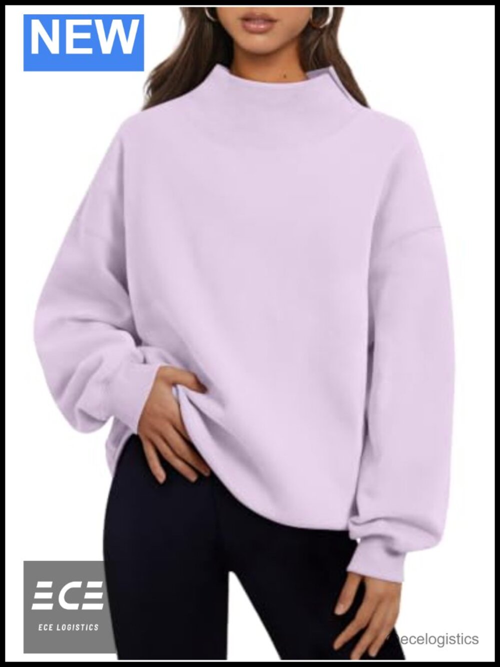 Oversized Mock Neck Sweatshirt Fleece Lined Pullover Fall Winter